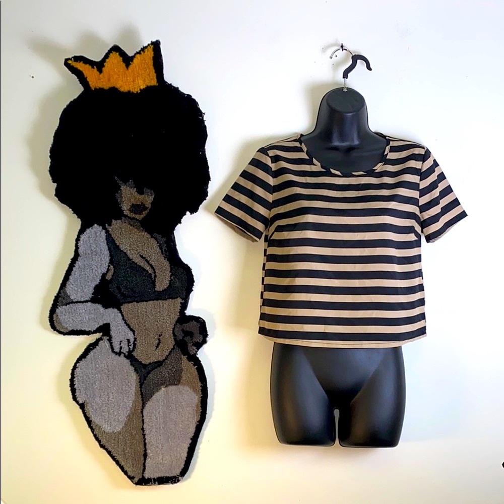 Striped Black and Tan Crop Top